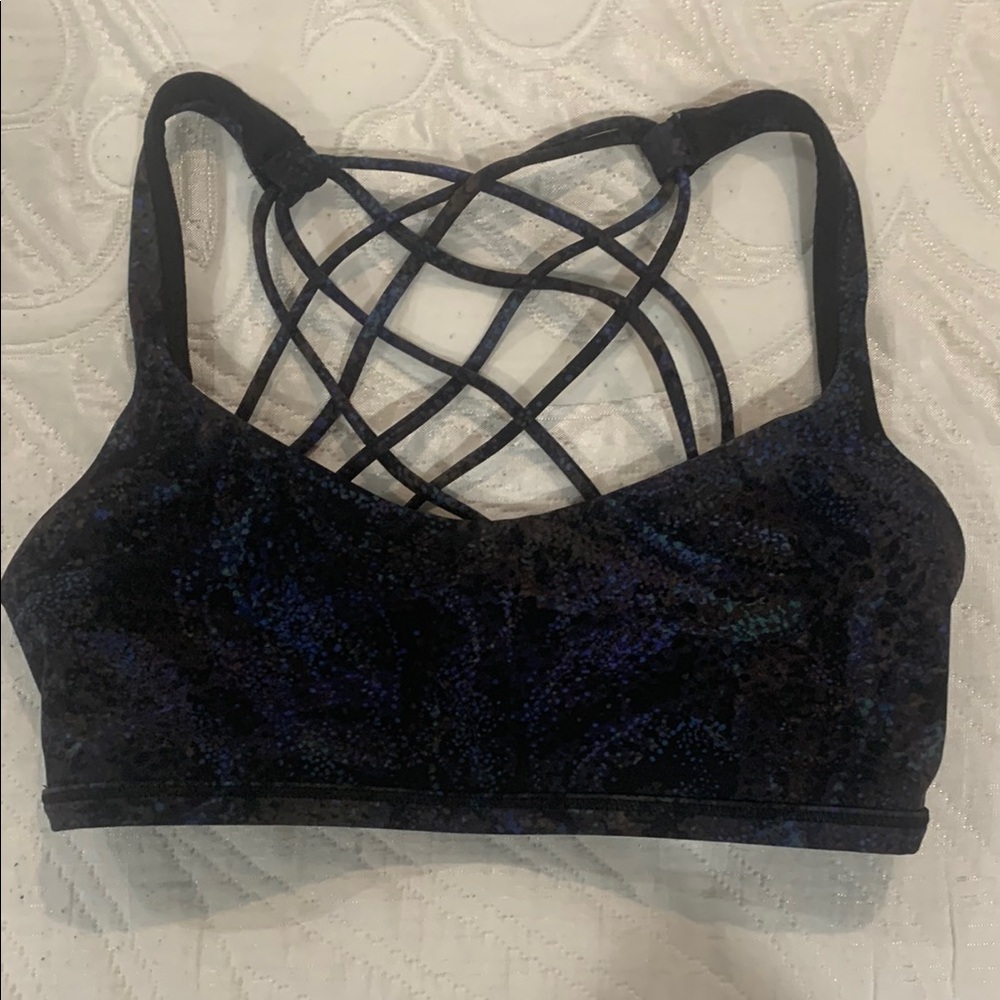 Lululemon Black and Blue Strappy Women's Sports Bra for A-C cup